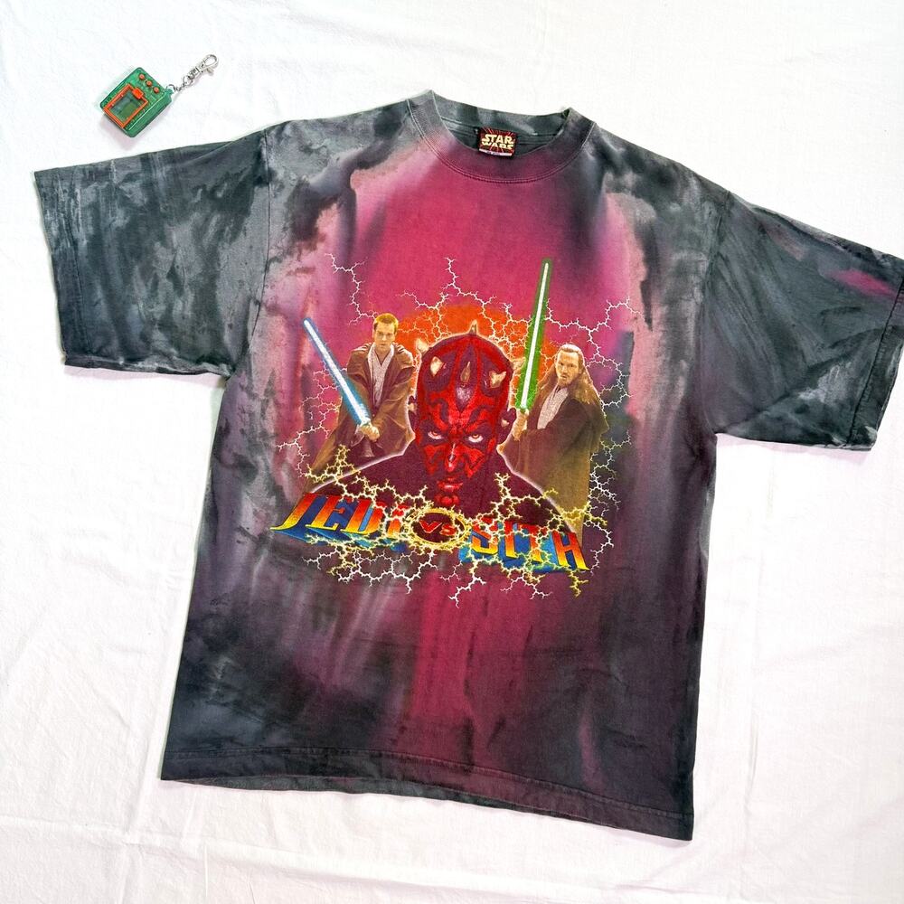 Vintage Star Wars Episode I Darth Maul Jedi vs Sith Tie Dye T-Shirt - M